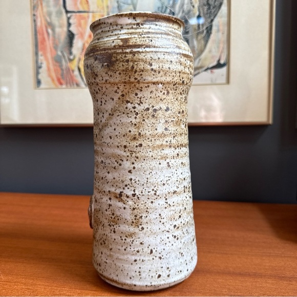 Mid-century modern handcrafted pottery vase large signed DSM - Picture 5 of 10